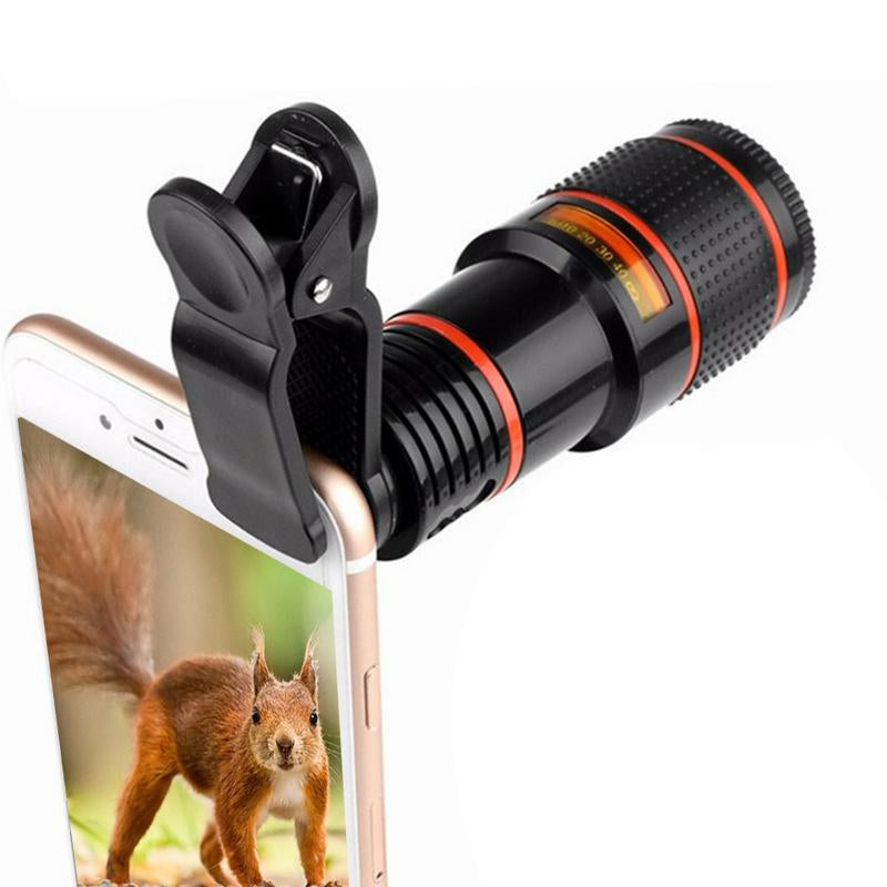 Cellphone Telescope 8 Times High Definition Monocular Telescope Mini Portable Focusing Telescope with Clip Cover Cleaning Cloth for Bird Watching Hunting Camping Hiking